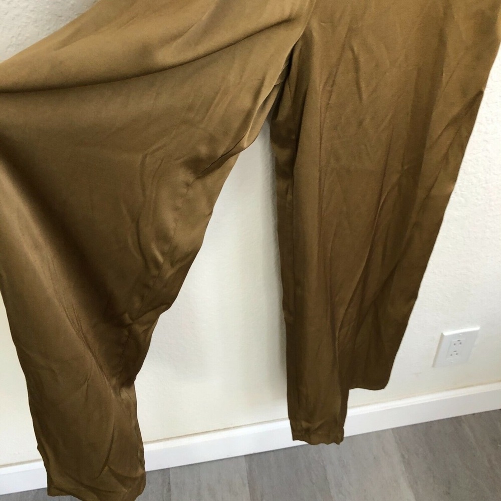 DKNY spanish olive satin jumpsuit Size small spaghetti straps, wide leg. - Picture 9 of 11